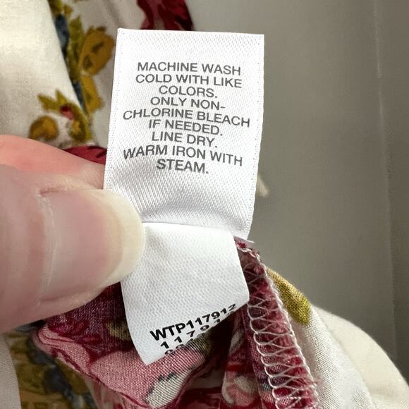 J Jill Floral Print Tunic Top Size Petite PL Pink Lightweight 3/4 Sleeve Boho - Picture 7 of 10